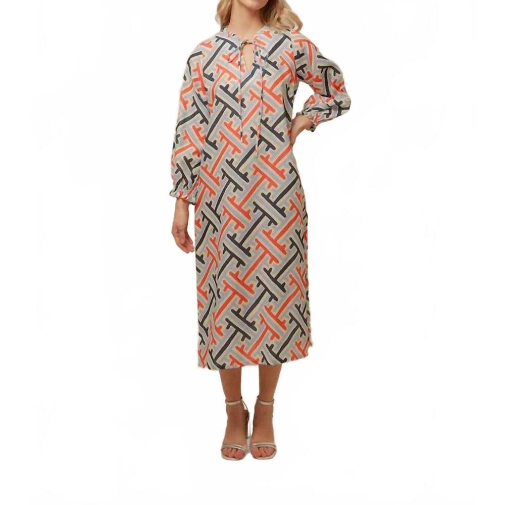 NEW LAVI beatriz dress in coral, navy, soft blue